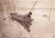 Carl Larsson Fishing painting